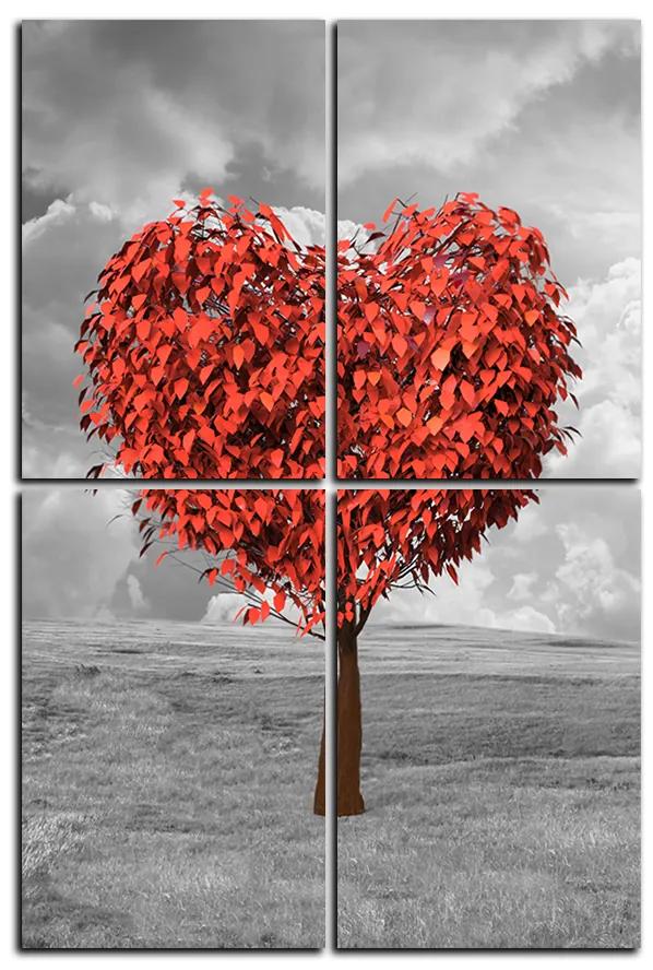 Obraz na plátne - Srdce v tvare stromu- obdĺžnik 7106D (90x60 cm)