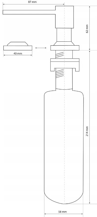 Gamma Quatro, dávkovač saponátu pre kuchynský drez 300ml, oceľová, GMA-DOK-IX