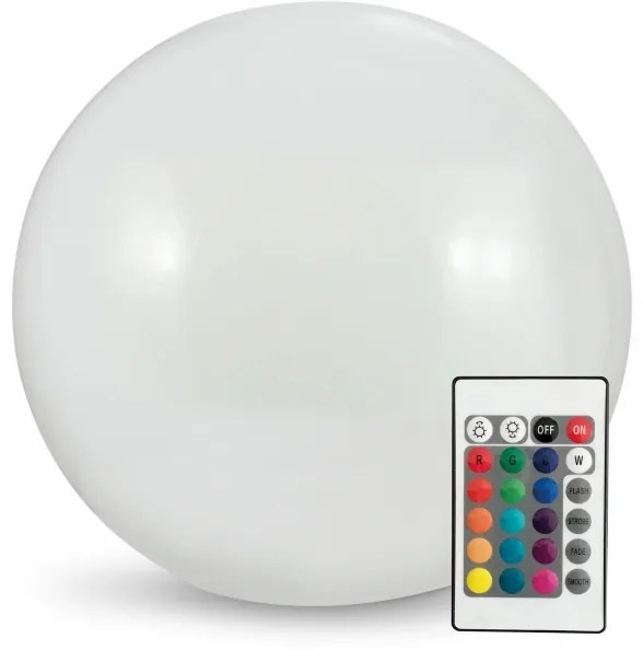 LED RGBW Solárna lampa BALL LED/3,2V 500 mAh pr. 20 cm IP65 + diaľkové ovládanie