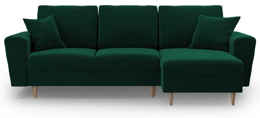 Zelená zamatová rozkladacia/s úložným priestorom rohová pohovka Kyoto – Cosmopolitan Design