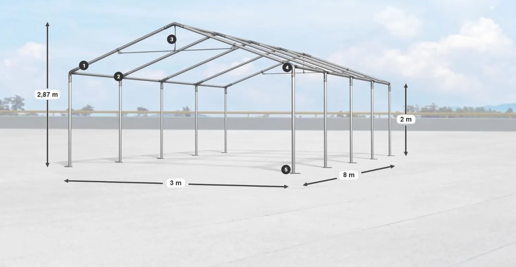 Bestent Skladová hala/ garáž 3x8x2m Comfort PE 240g