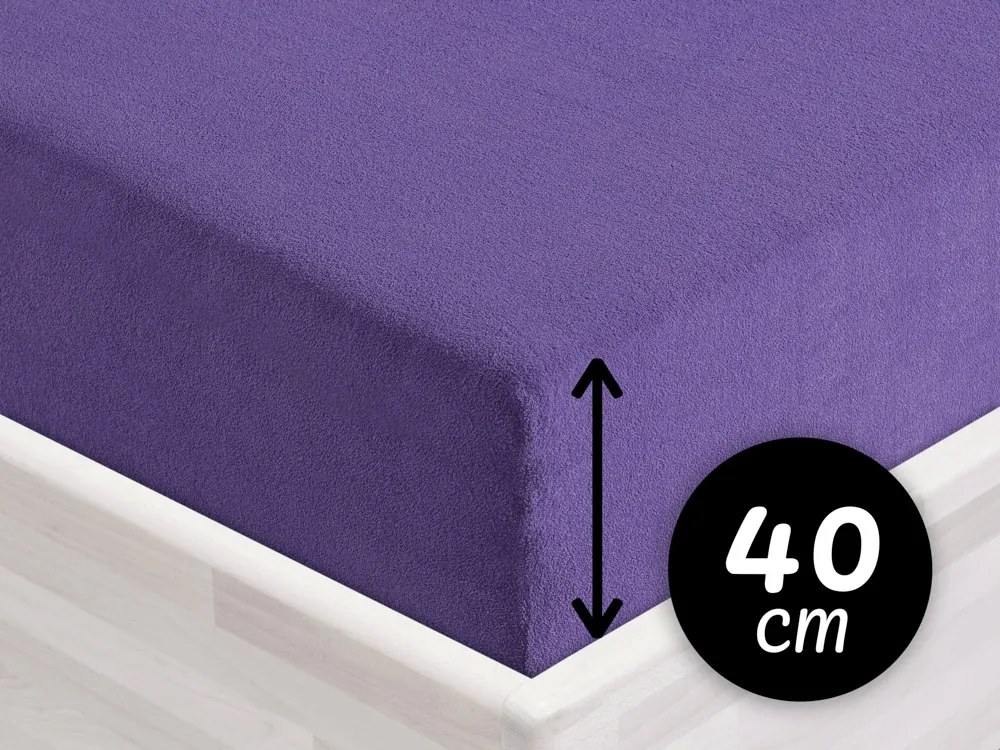Froté napínacie prestieradlo na extra vysoký matrac FR-013 Fialové 180 x 200 - výška 40 cm