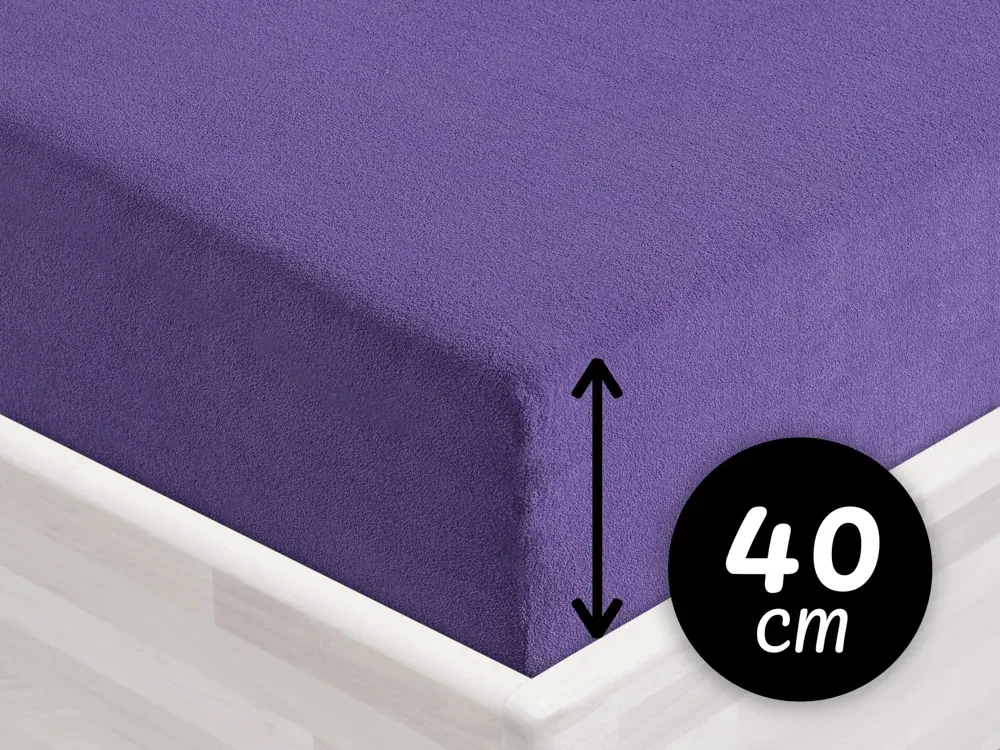 Froté napínacie prestieradlo na extra vysoký matrac FR-013 Fialové 180 x 220 - výška 40 cm