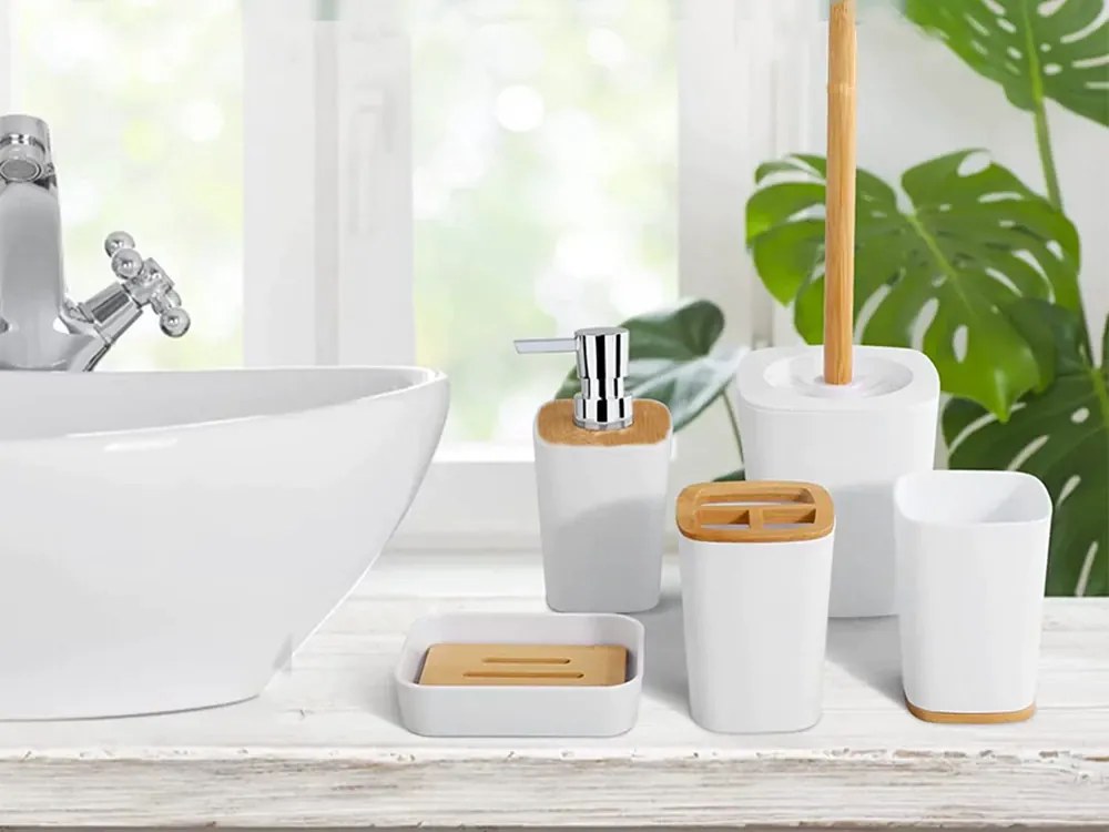 Plastová kúpeľňová sada BATHINO 6 ks - viac farieb Farba: Sivá