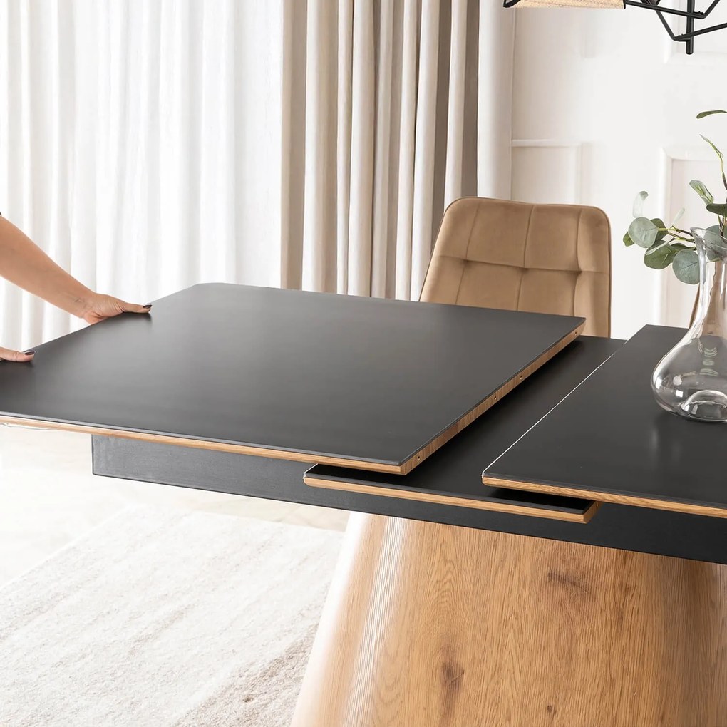 PROXIMA.store - Rozkladací jedálenský stôl LIZBONA FARBA: čierna, konštrukcia: dub