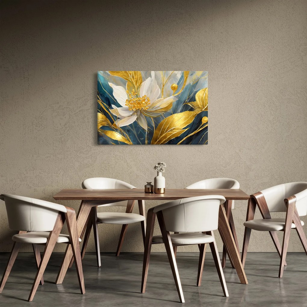 Obraz - Maľba zlatých kvetov (90x60 cm)