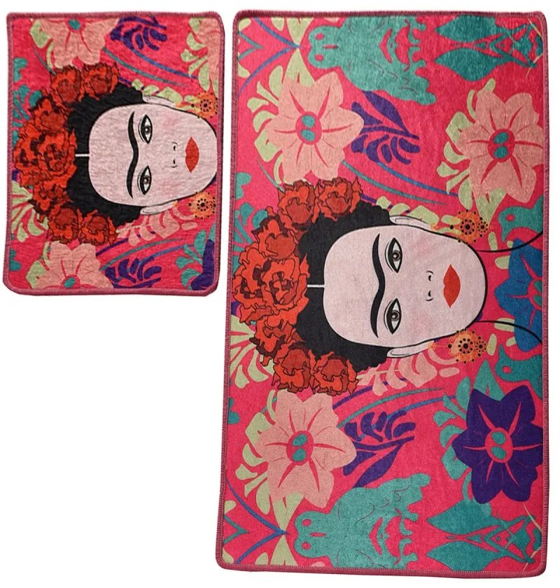 Súprava 2 kusov kúpeľňových predložiek Frida ružová