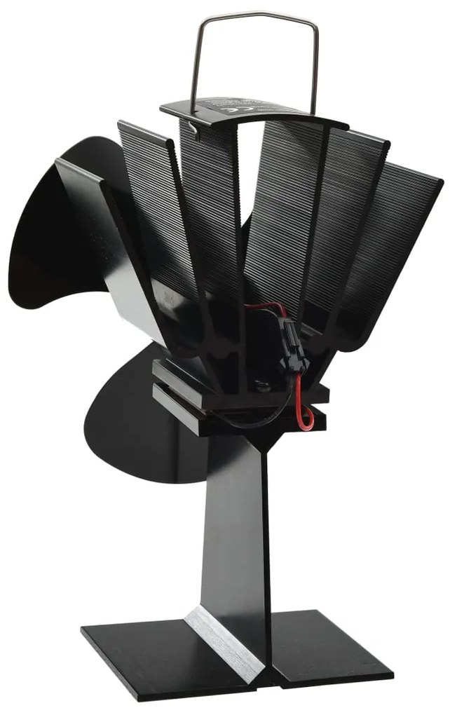 Teplom poháňaný ventilátor na krb s 3 lopatkami čierny