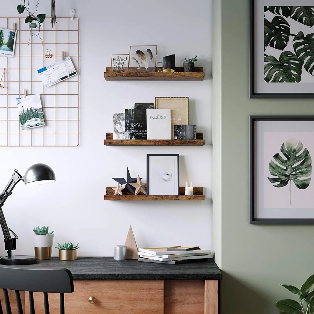 Sada nástenných plávajúcich políc 3 ks, rustikálne hnedé