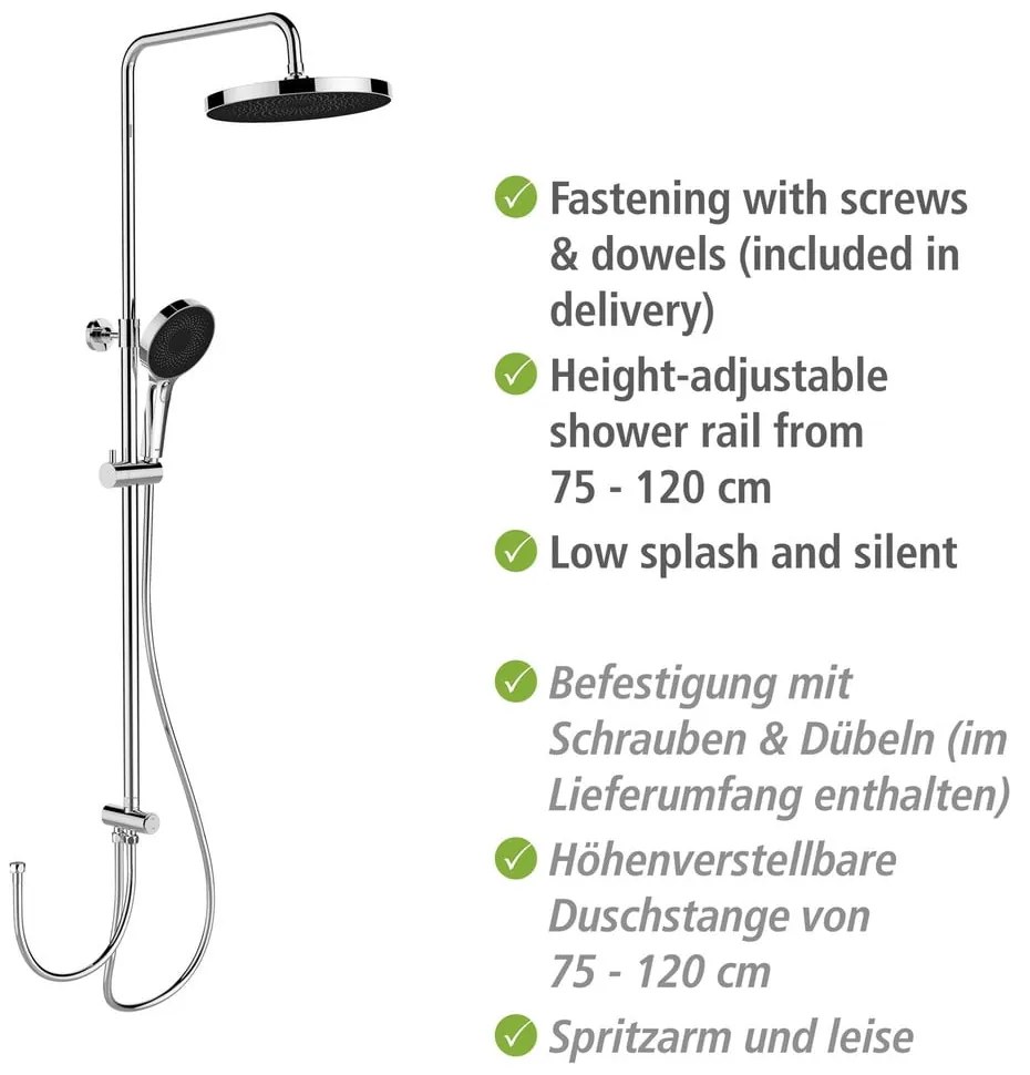 Sprchový set z nerezovej ocele v lesklej striebornej farbe 120 cm Soft Water – Wenko