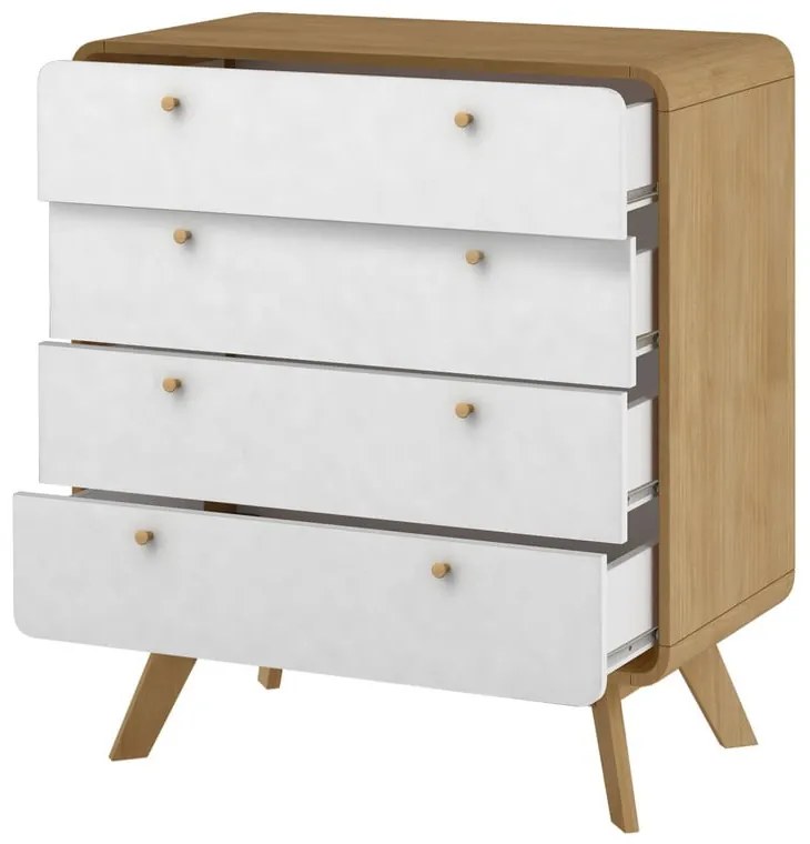 Vysoká komoda v dekore duba v bielo-prírodnej farbe 80x88 cm Caitlin – Støraa