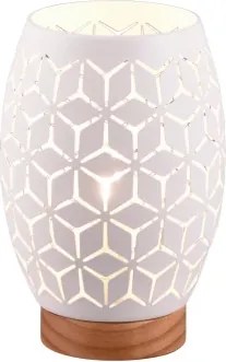 Stolná lampa Bidar 21 cm, biely kov/drevo%