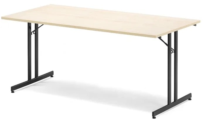 Skladací rokovací stôl EMILY, 1800x800 mm, brezový laminát/čierna