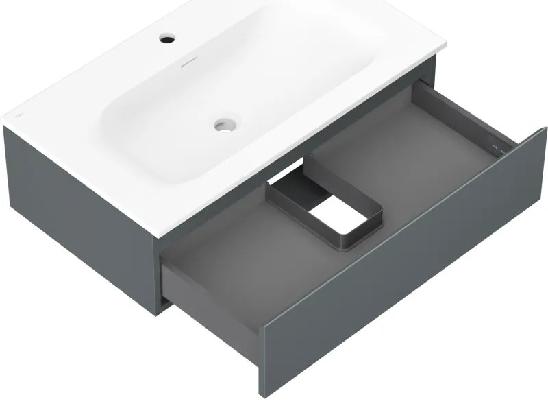 Mexen Orio, kúpeľňová skrinka 80 cm s umývadlom Vela, 1 zásuvka, grafitová matná/biela matná, 91A10-08023-1-BF66-W23M01