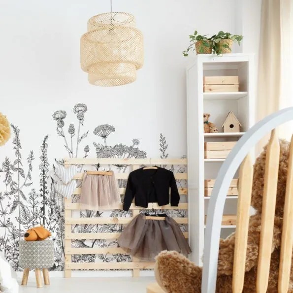 Tapeta kúzelná lúka čiernobiela 280x100 cm