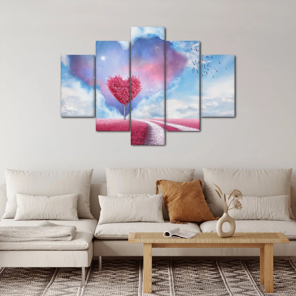Obraz - Ružový strom srdca (150x105 cm)