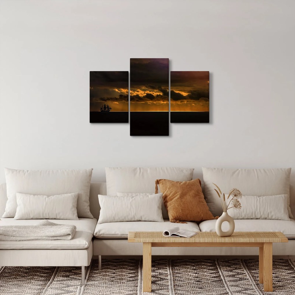 Obraz plachetnice pri západe slnka (90x60 cm)