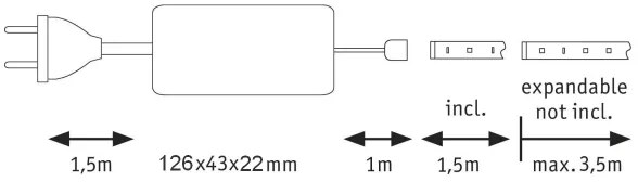 Paulmann 70667-LED/8,5W IP44 Stmievateľný kúpeľňový pásik MAXLED 1,5m 6500K 230V