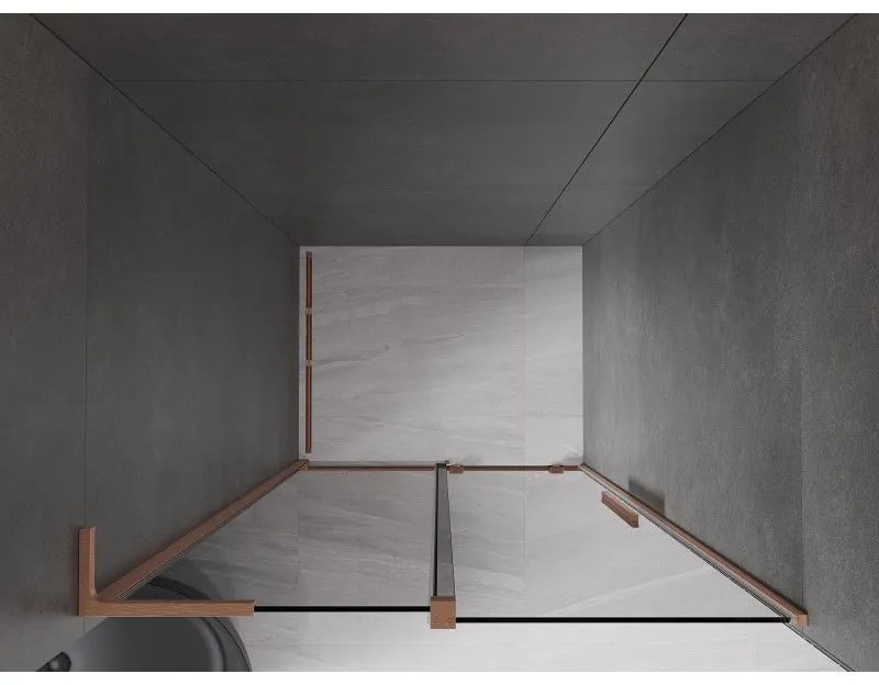 Mexen Velar L, posuvné sprchové dvere do otvoru 120 cm, 8mm šedé sklo, medená matná, 871-120-003-41-65