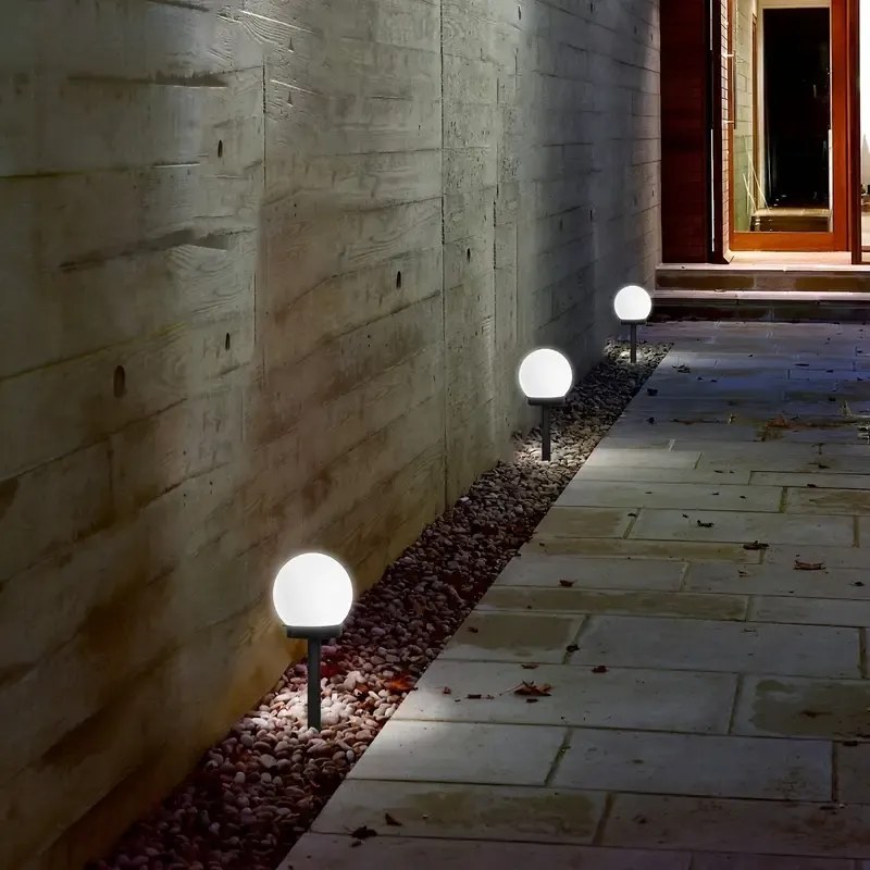 BERGE SADA 4 solárnych záhradných lámp, LED, BIELA, 10 cm, vodotesná, IP44