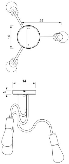 Prisadený luster DOW 3xE27/60W/230V
