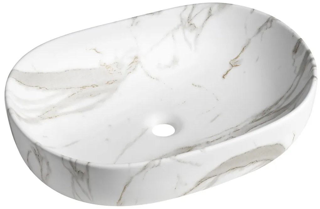 Sapho Sapho, CALEO keramické umývadlo na dosku 60x42cm, bianco carrara, CA590BC