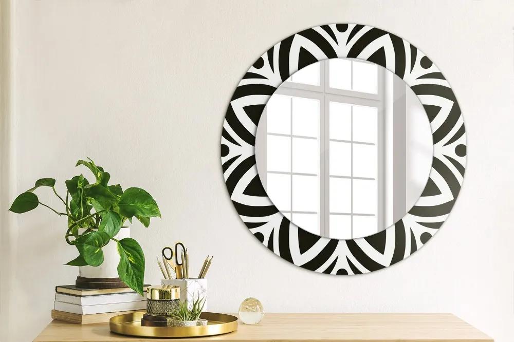 Čierna geometrická ozdoba Okrúhle dekoračné zrkadlo