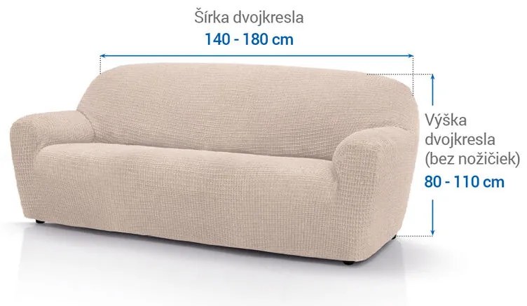 Super strečové poťahy RUBINIA smotanová dvojkreslo (š. 140 - 180 cm)