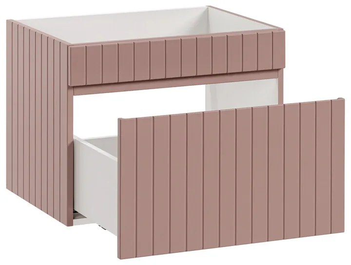 Závěsná skříňka pod umyvadlo Iconic s deskou 140 cm bílá/růžová