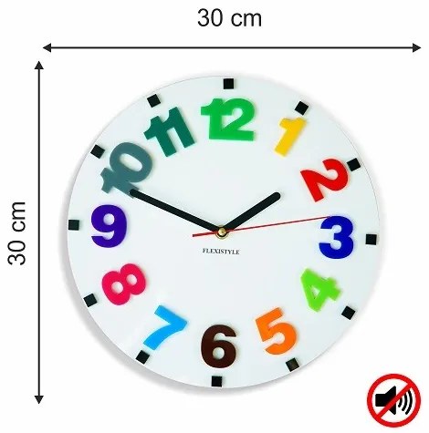 Detské nástenné hodiny s farebnými číslami červená