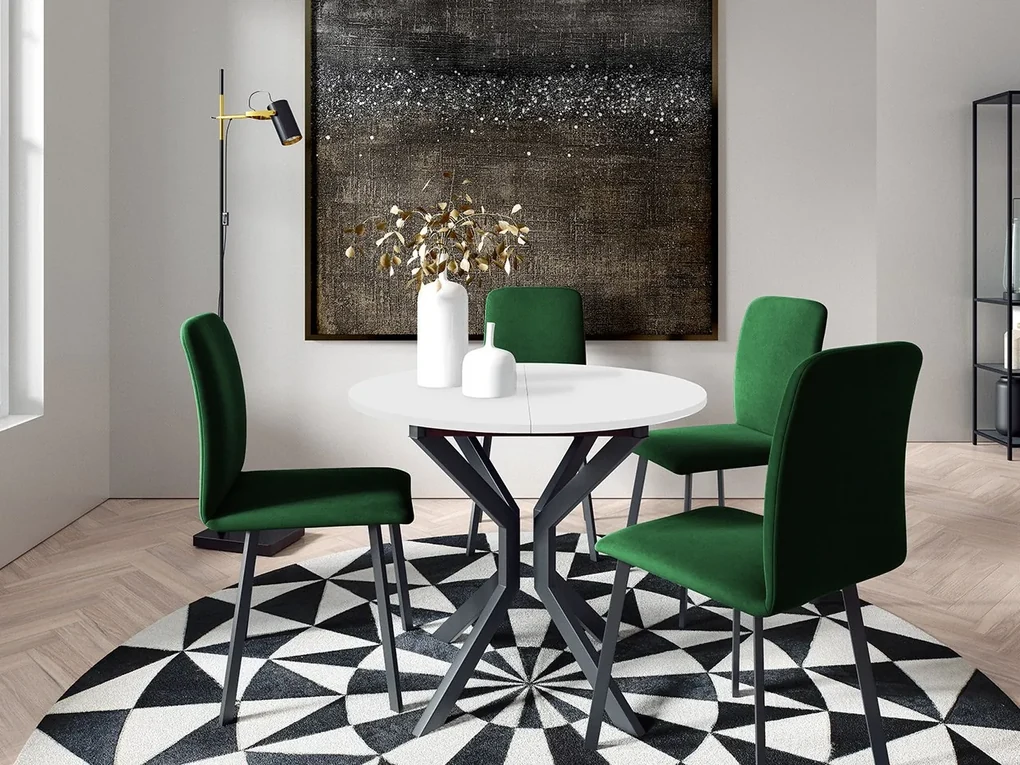 Jedálensky set so 4 stoličkami Kirtore M 90, Farby:: Amor Velvet 4302, Farby:: sivý mramor / čierna