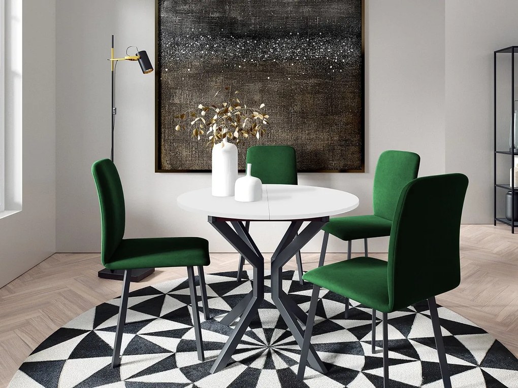 Jedálensky set so 4 stoličkami Kirtore M 90, Farby:: Amor Velvet 4311, Farby:: sivý mramor / čierna