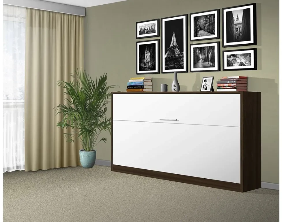 Nabytekmorava Sklápacia posteľ VS1056, 200x90cm farba lamina: orech lyon/biele dvere, Varianta dverí: matné