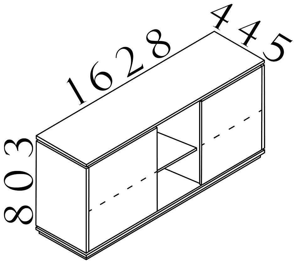 Nízka skriňa Creator 162,8 x 44,5 x 80,3 cm, biela / antracit