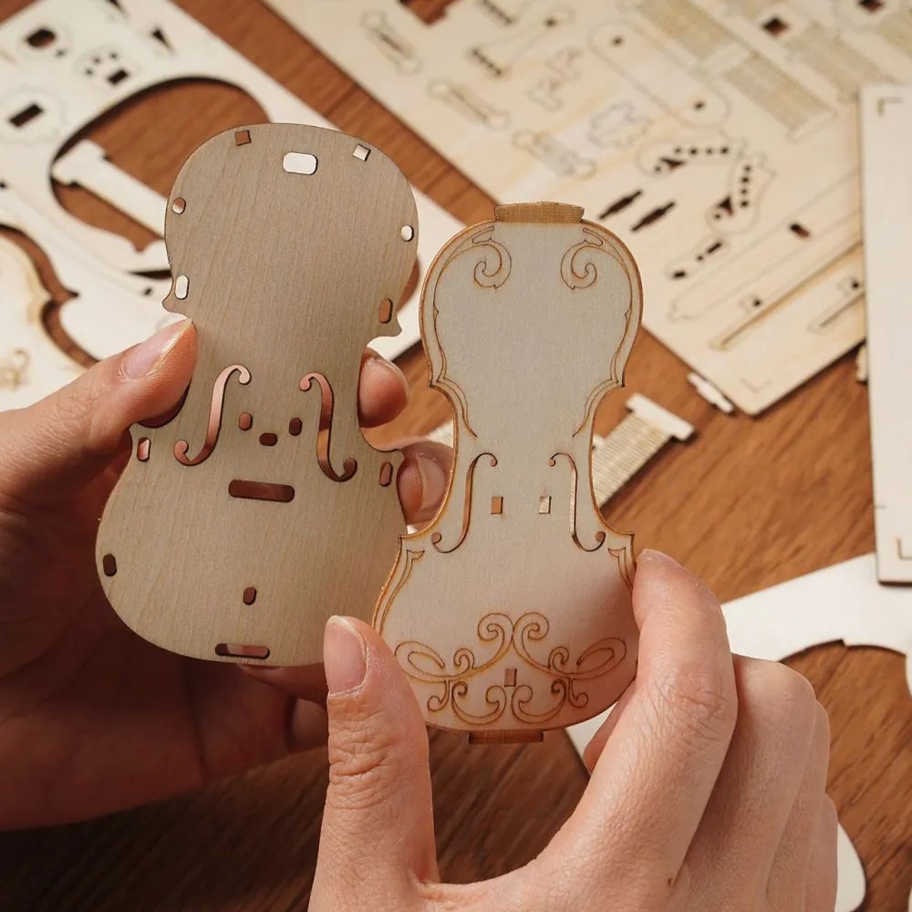 Robotime drevené 3D puzzle Violončelo 58 ks