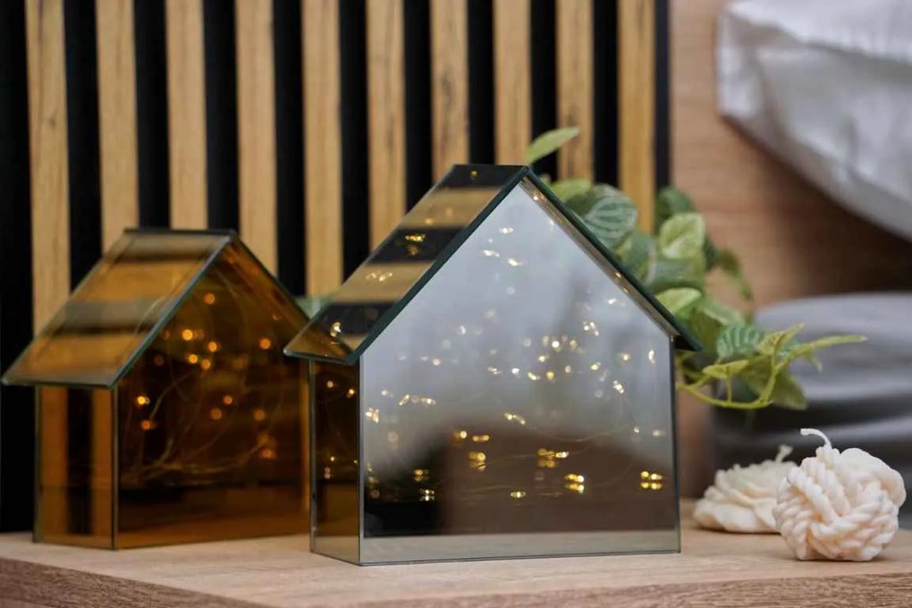 LED sklenený domček ELITE, sivý - viac veľkostí Veľkosť: L