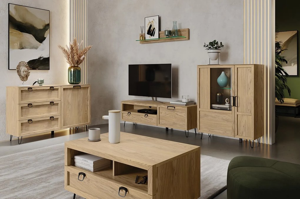Vitrína Limbo 15 95 cm z masivu s LED osvětlením dub Artisan