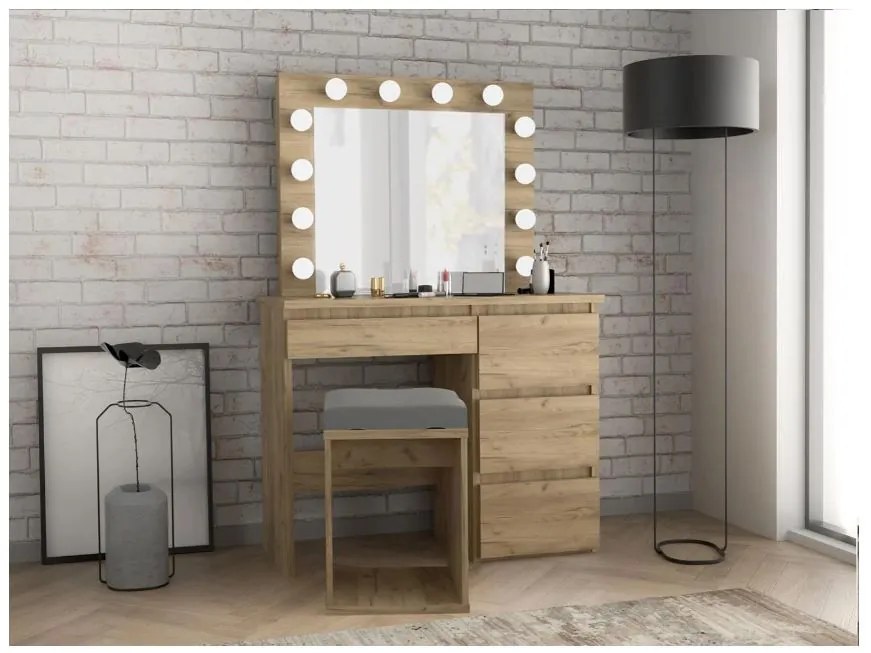 Bestent Toaletný stolík s LED zrkadlom Cleopatra Dub craft