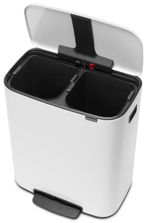 Biely nášľapný oceľový odpadkový kôš na triedený odpad 60 l Bo – Brabantia