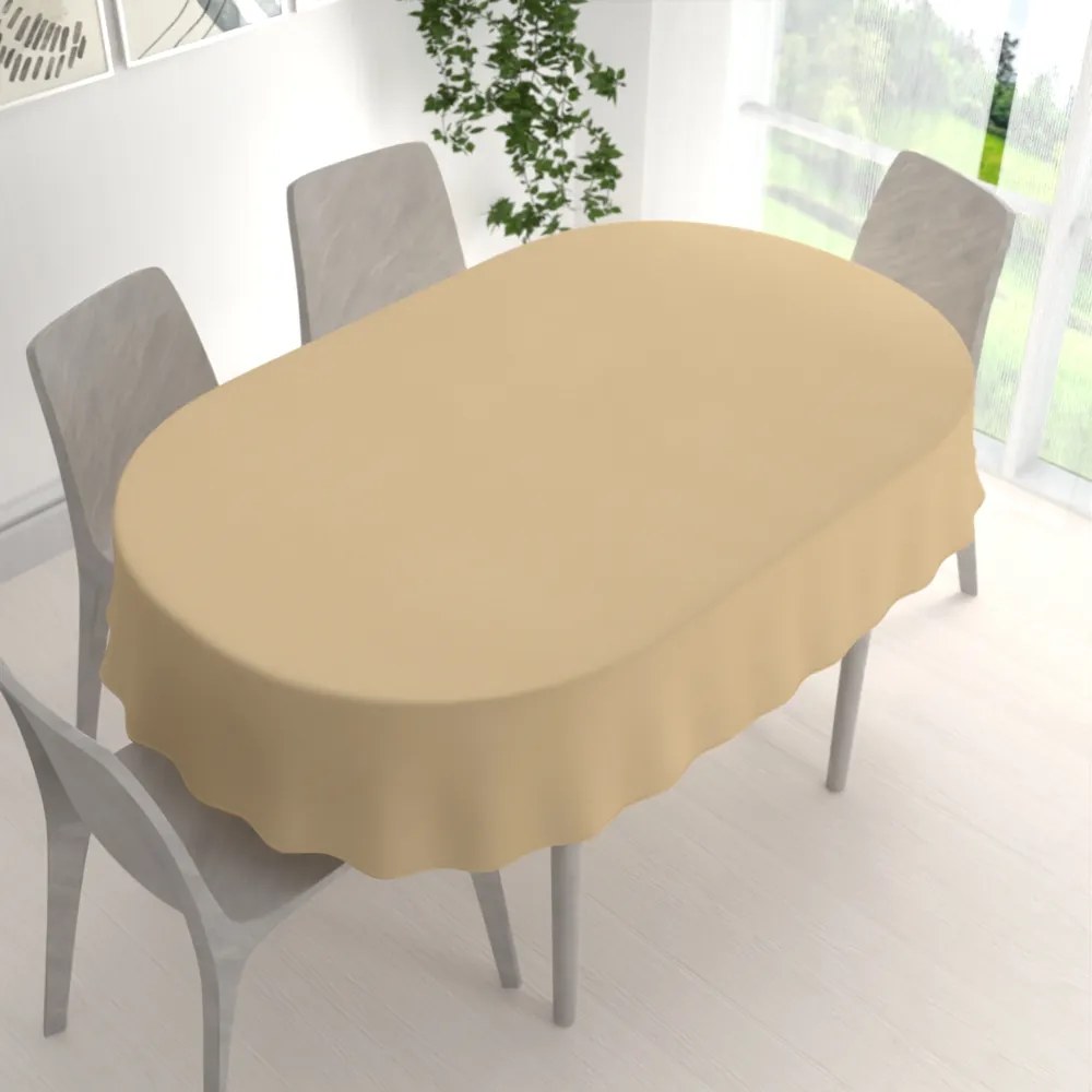Biante Dekoračný oválny obrus BKS-404 Zlatisto pieskový 120x140 cm