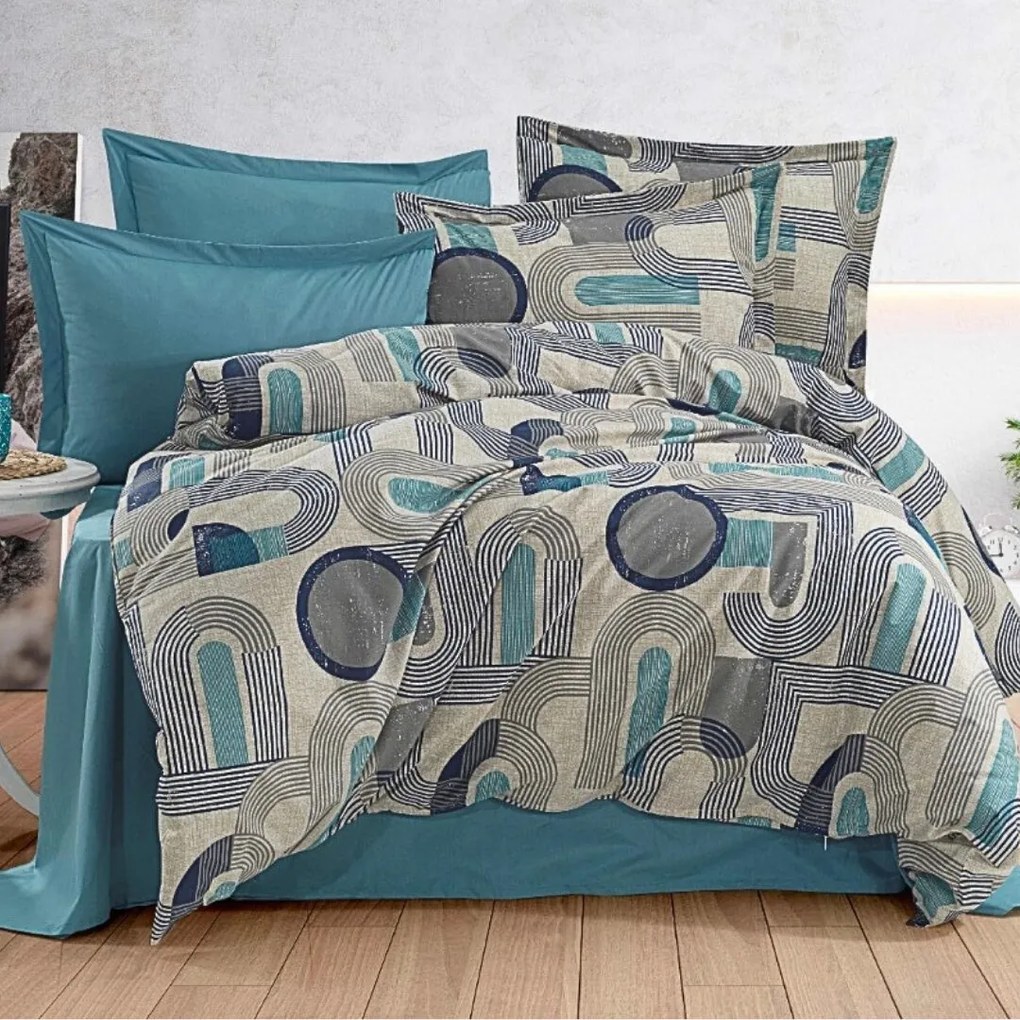 Obliečky bavlnené Nathalia modrá 200x140cm+90x70cm TiaHome