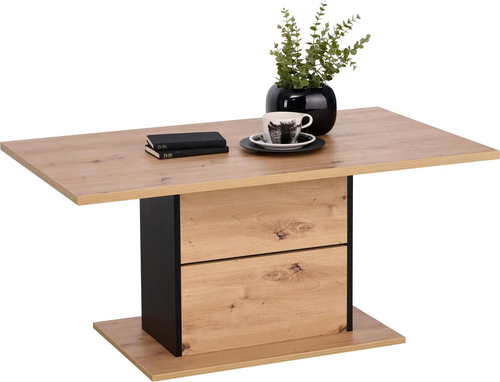 XXXLutz KONFERENČNÝ STOLÍK, čierna, dub artisan, kompozitné drevo, 110/65/50 cm Hom`in - Stolíky do obývačky - 000589000522
