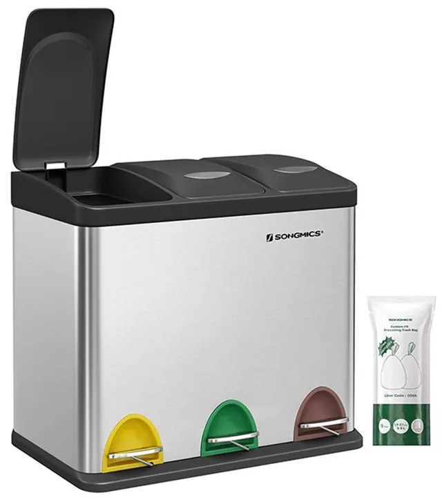 SongmicsHome Kôš na separovanie odpadu SORT 24l (3x8l), oceľová