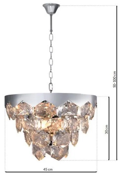 Luster Grace, 1x krištáľové/chrómové kovové tienidlo, (fi 45cm), ch