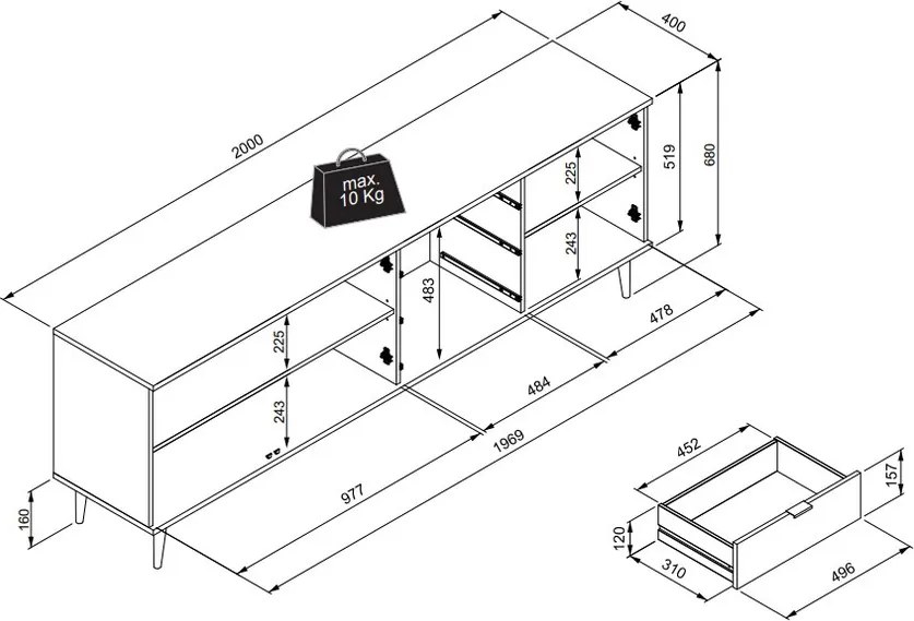 Široká komoda Göteborg, biela/dub sonoma