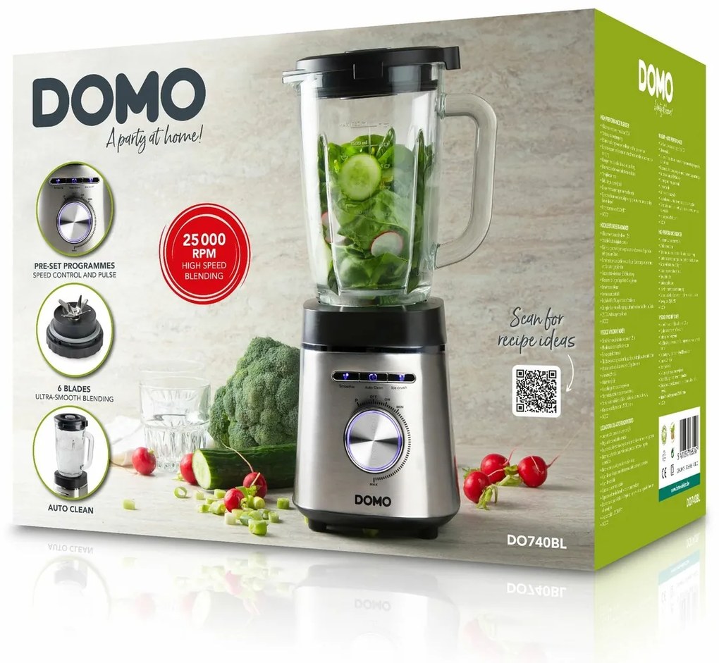 DOMO DO740BL stolný mixér so sklenenou nádobou
