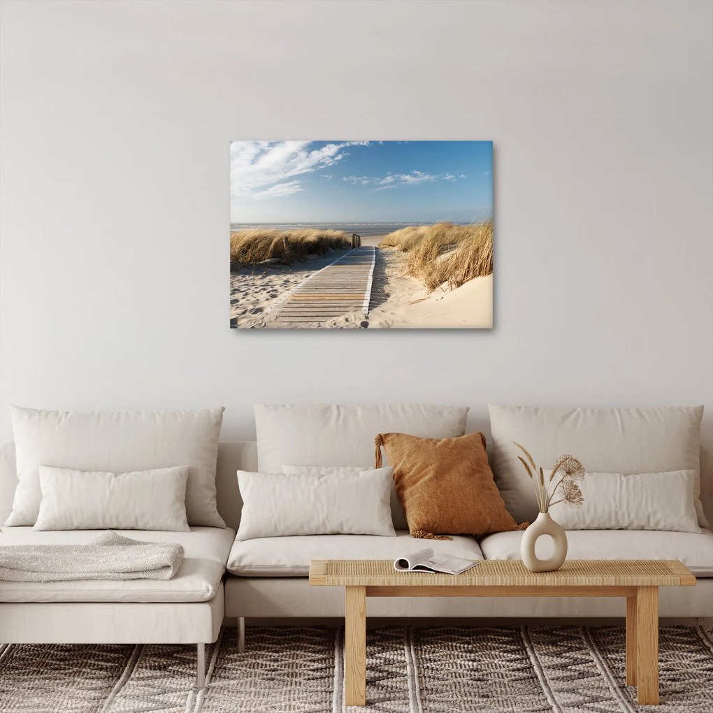 Obraz - Piesočná pláž na ostrove Langeoog, Nemecko (70x50 cm)