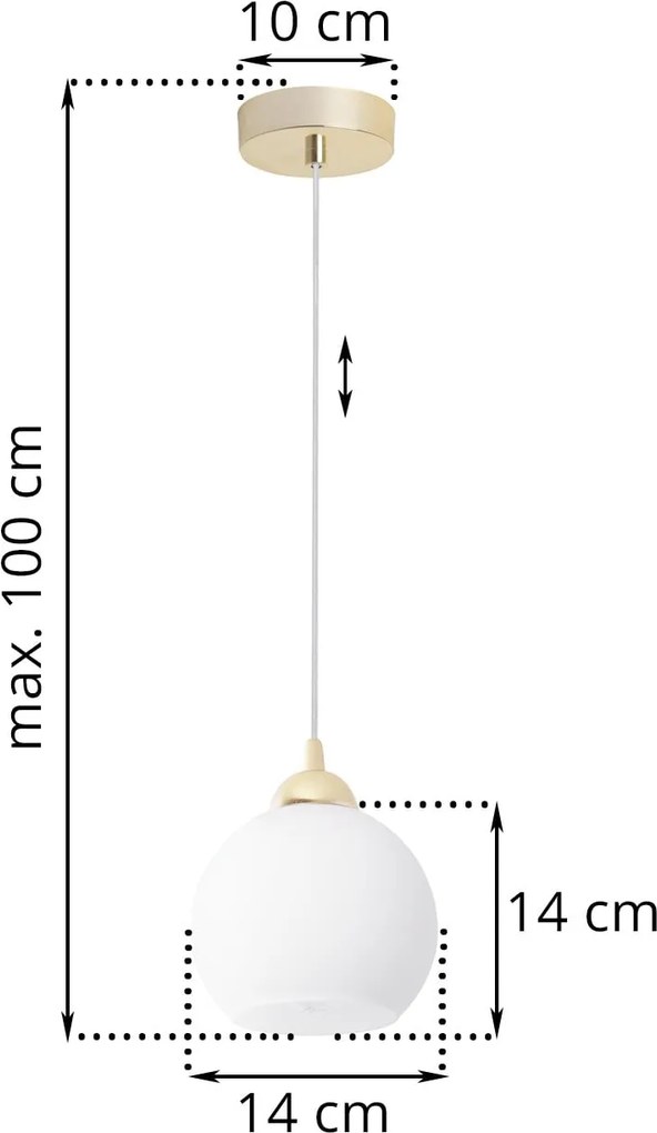 Závesné svietidlo Eliza, 1x biele sklenené tienidlo, g