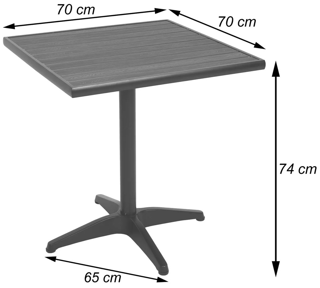 Záhradný stôl HWC-J95, hliník vzhľad dreva - čierna, teak hnedá