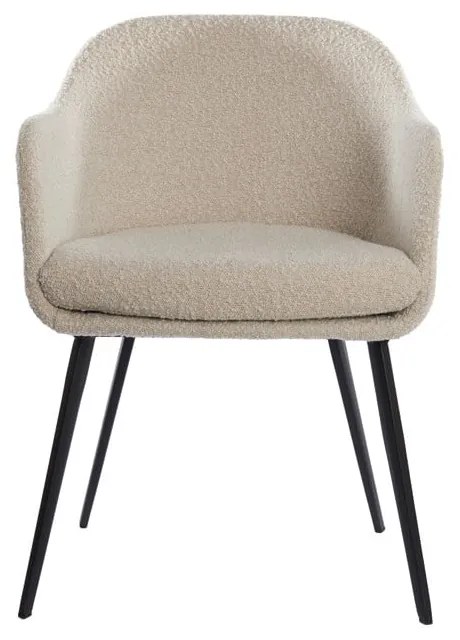 Krémovobiele čalúnené jedálenské kreslo s podrúčkami Leone – Light &amp; Living